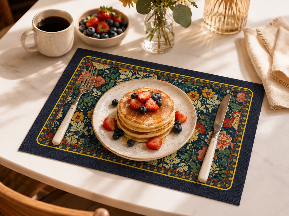 🌺 Placemats | Coated-Fabric Dining Home Hosts | Vintage Floral Elegance