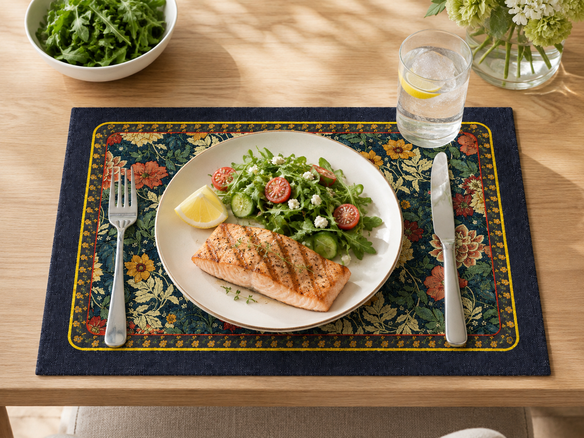 🌺 Placemats | Coated-Fabric Dining Home Hosts | Vintage Floral Elegance