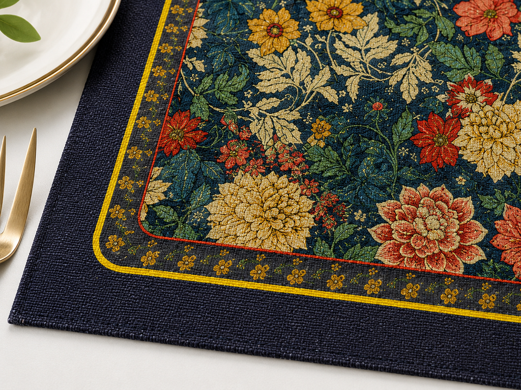 🌺 Placemats | Coated-Fabric Dining Home Hosts | Vintage Floral Elegance