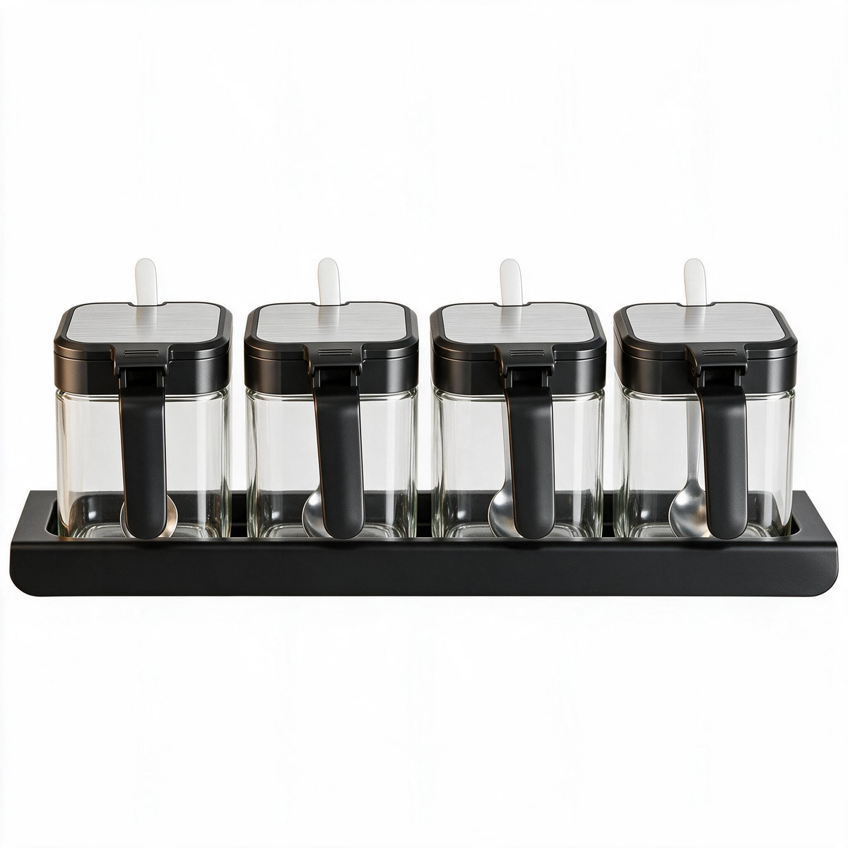 🧂 Condiment Jars | Glass Kitchen Cooks | Sleek Modern Storage