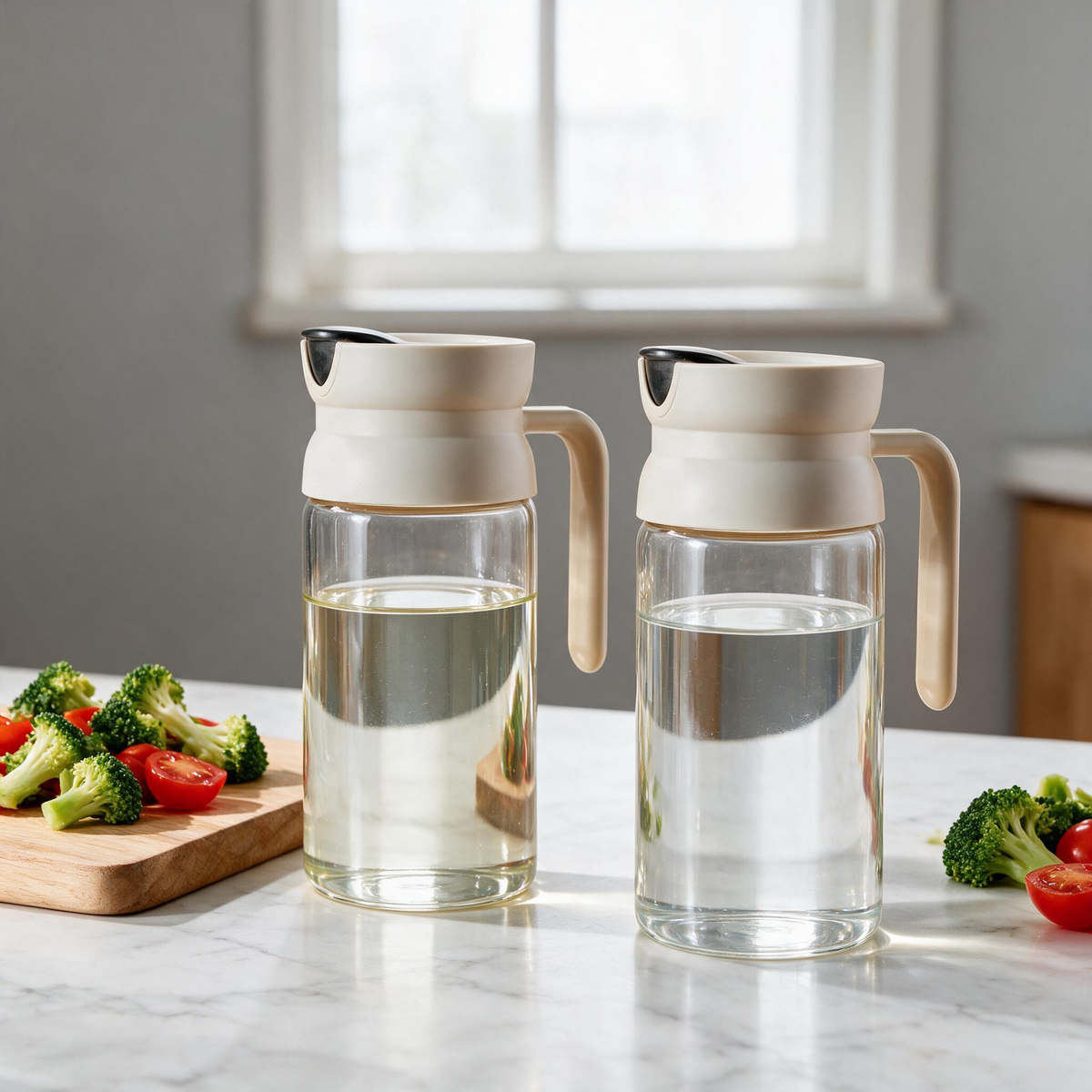🫒 Oil Dispenser | Glass Kitchen Home-Cooks | Cream Modern Pouring