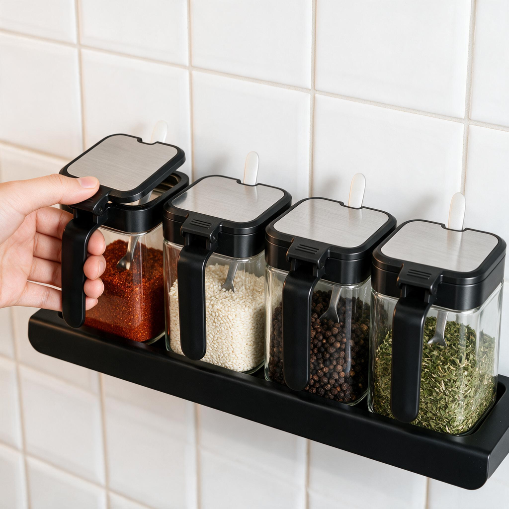 🧂 Condiment Jars | Glass Kitchen Cooks | Sleek Modern Storage