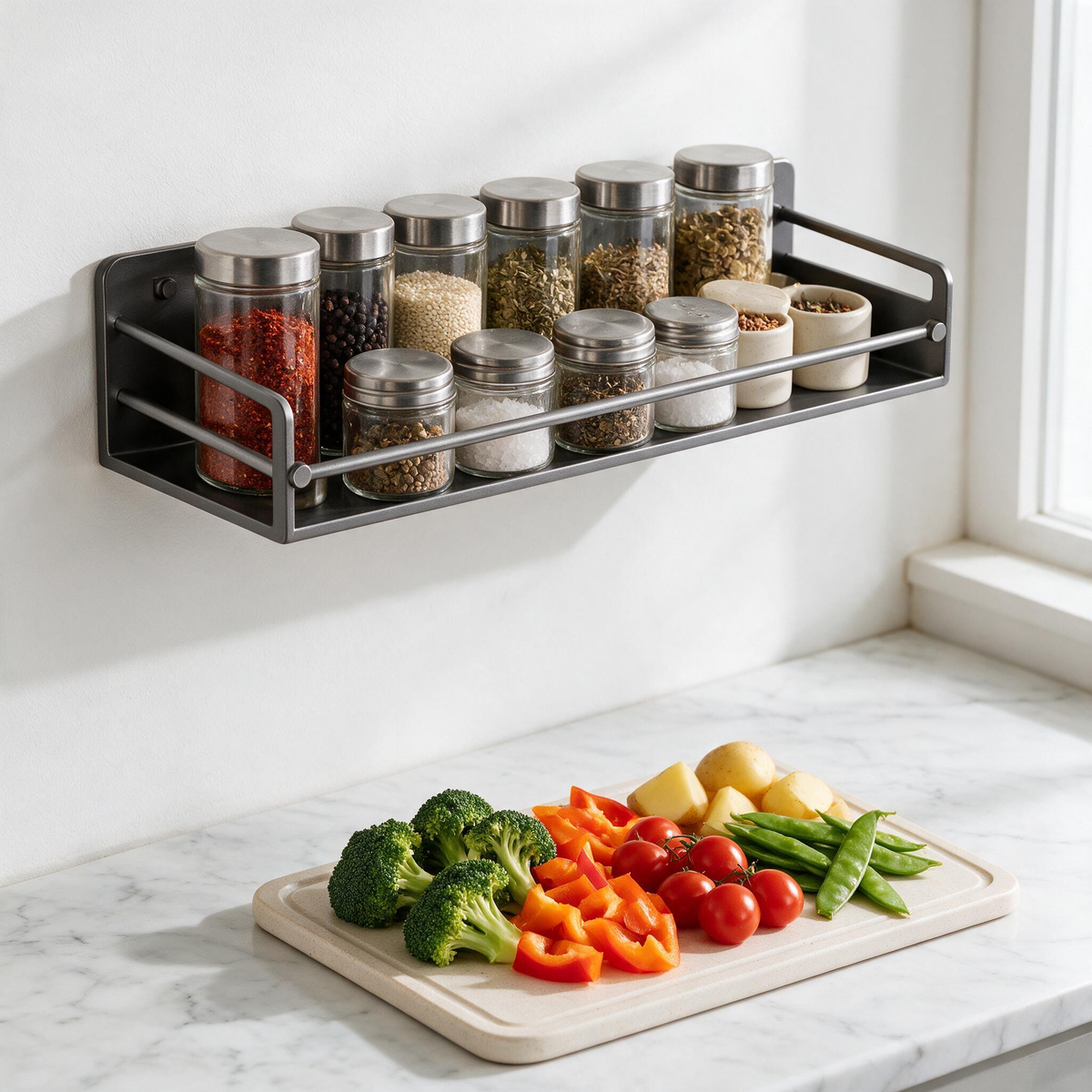 🧂 Spice Shelf | Stainless Kitchen Cooks | Sleek Wall-Mounted Storage