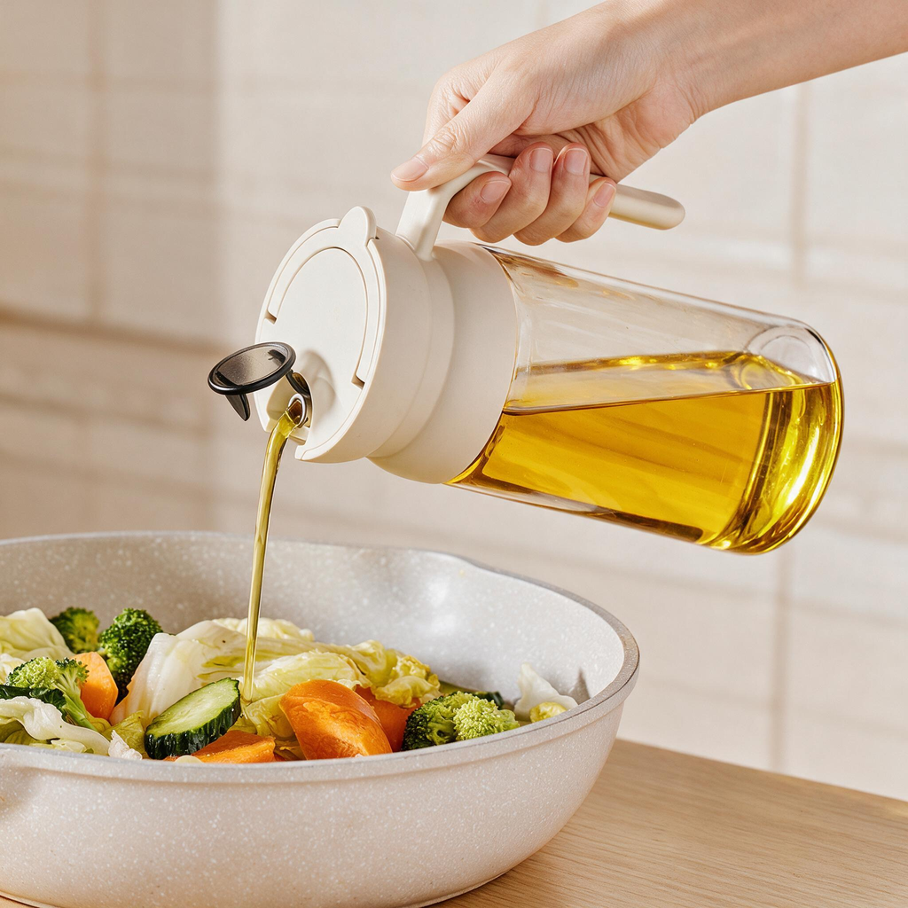🫒 Oil Dispenser | Glass Kitchen Home-Cooks | Cream Modern Pouring