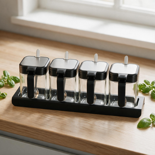 🧂 Condiment Jars | Glass Kitchen Cooks | Sleek Modern Storage