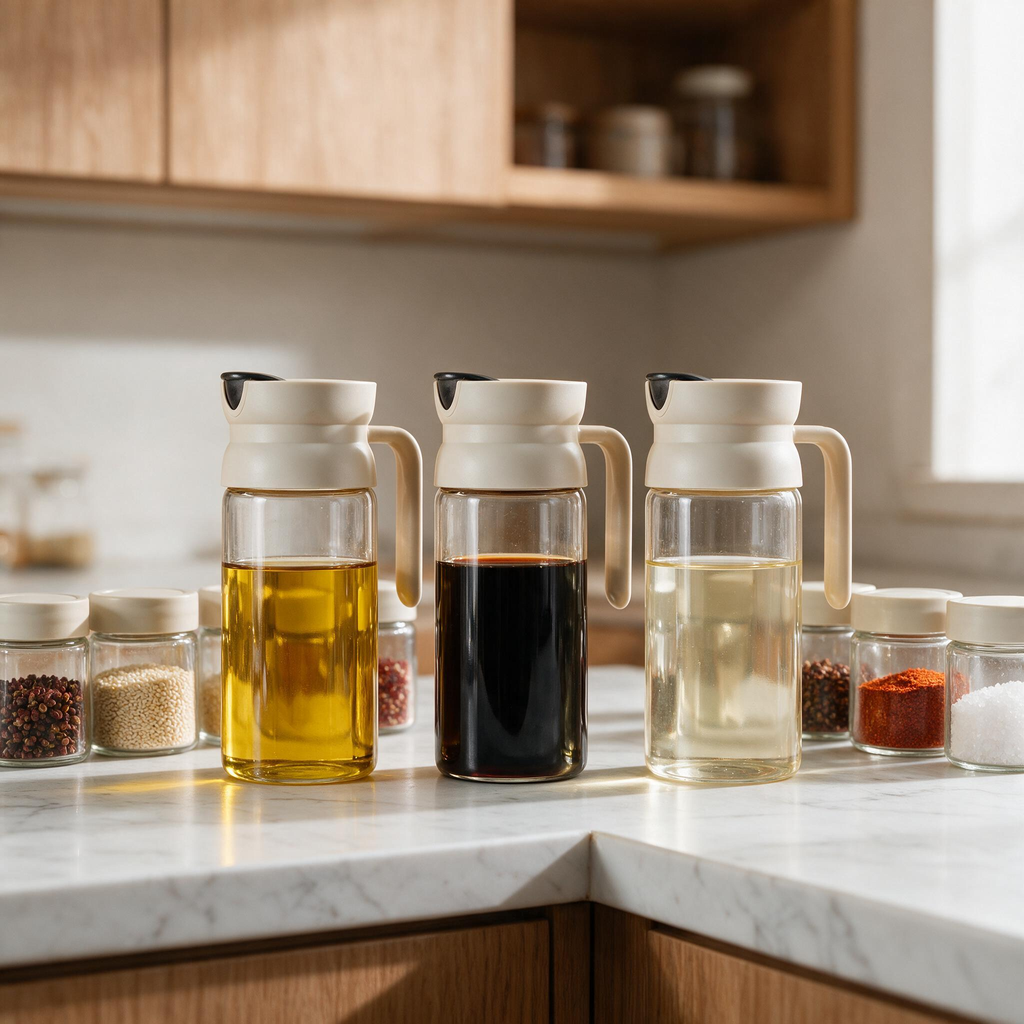🫒 Oil Dispenser | Glass Kitchen Home-Cooks | Cream Modern Pouring