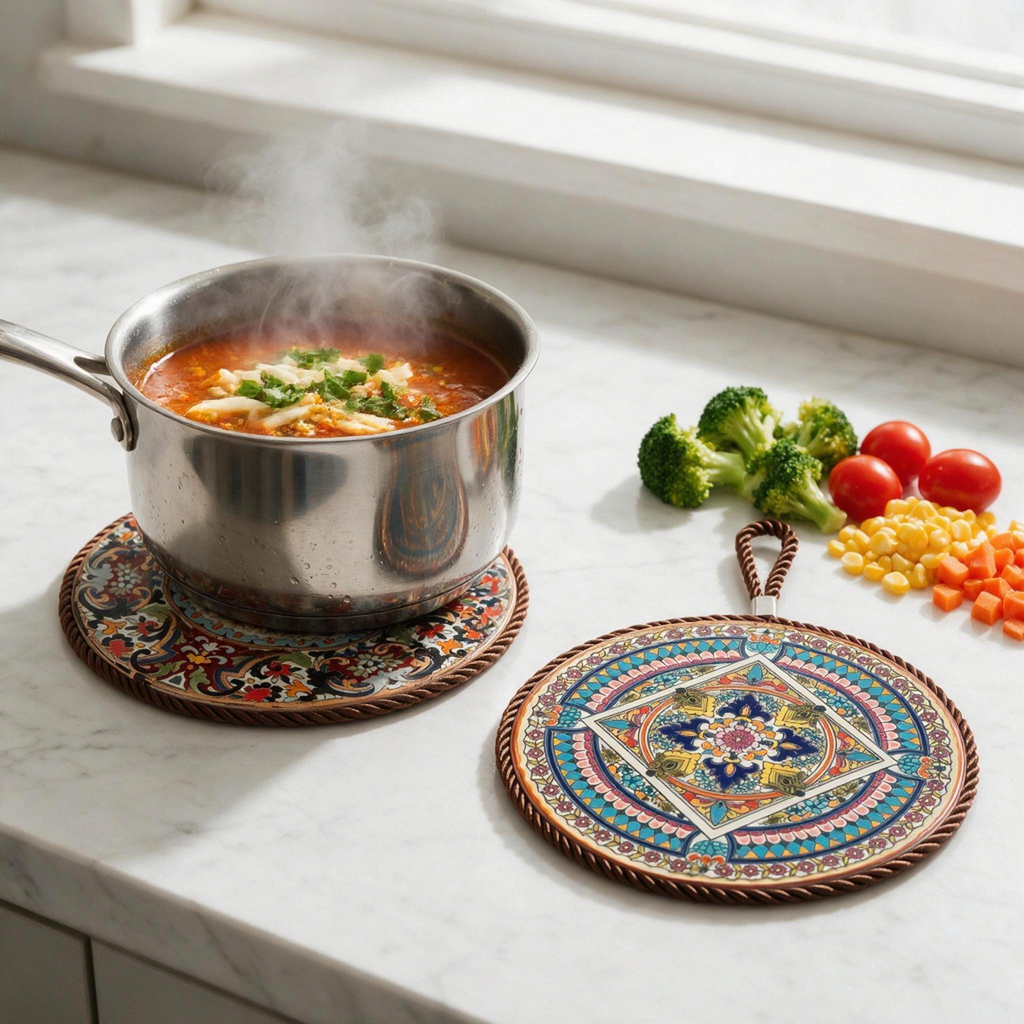 🌼 Trivet Set | Woven Kitchen Hosts | Bohemian Floral Charm