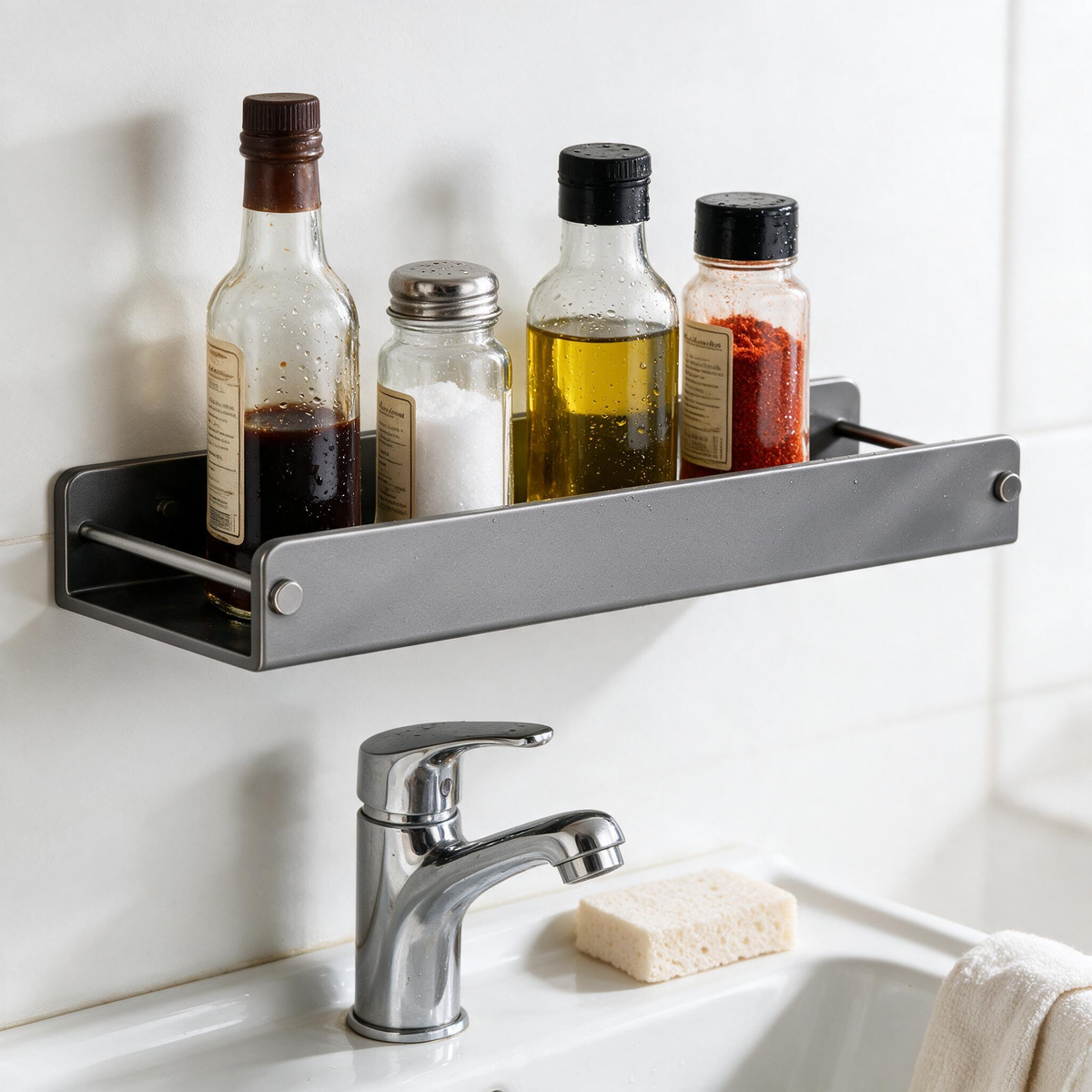 🧂 Spice Shelf | Stainless Kitchen Cooks | Sleek Wall-Mounted Storage
