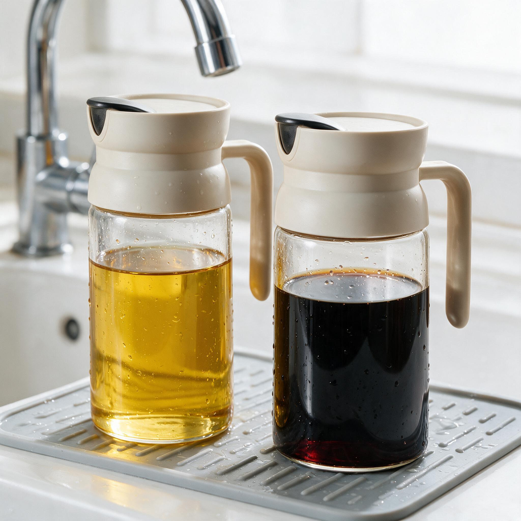 🫒 Oil Dispenser | Glass Kitchen Home-Cooks | Cream Modern Pouring