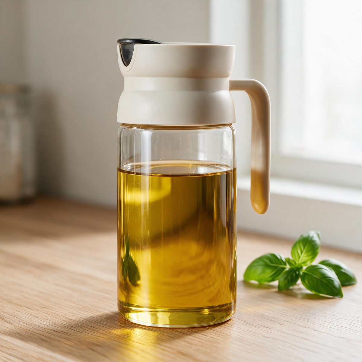 🫒 Oil Dispenser | Glass Kitchen Home-Cooks | Cream Modern Pouring