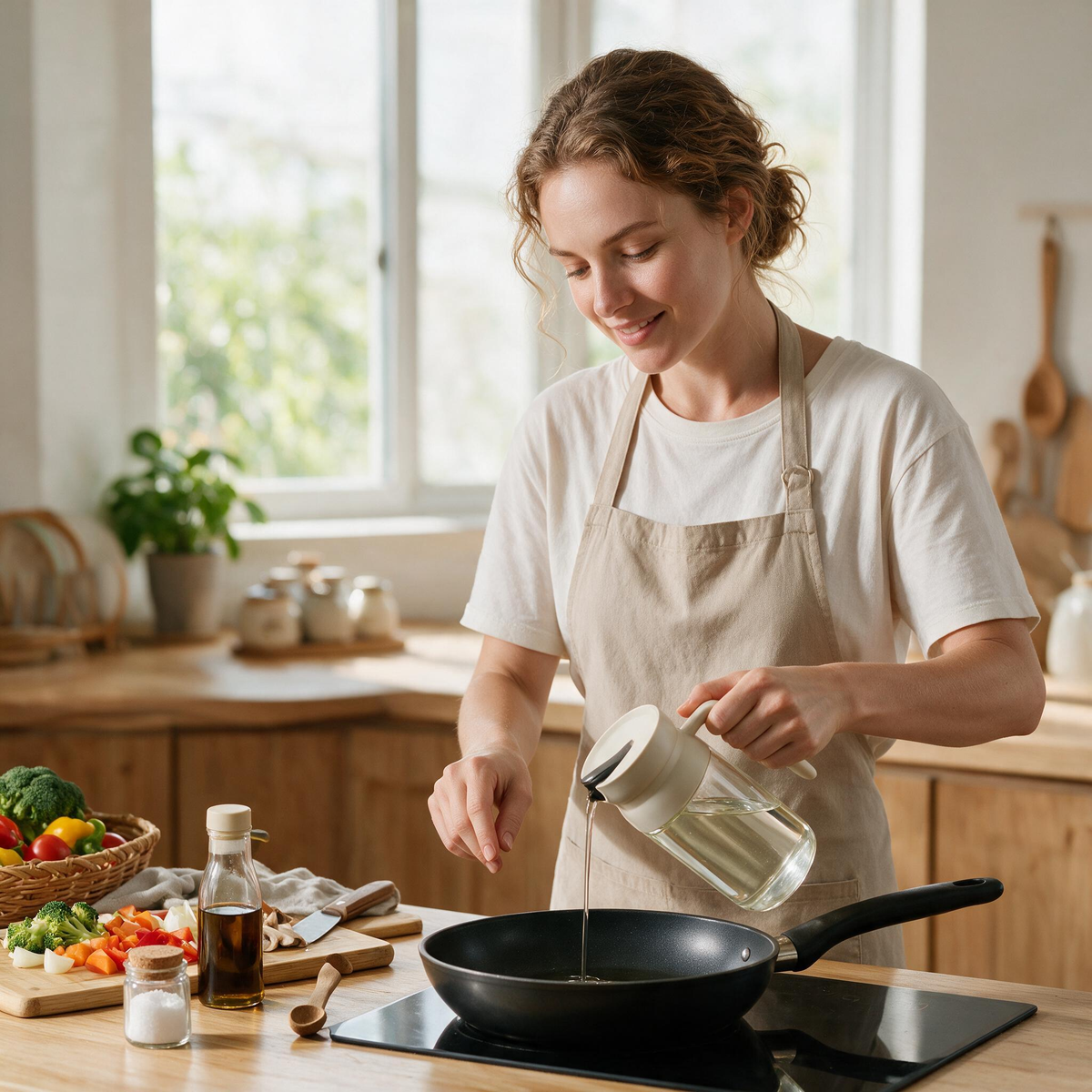 🫒 Oil Dispenser | Glass Kitchen Home-Cooks | Cream Modern Pouring