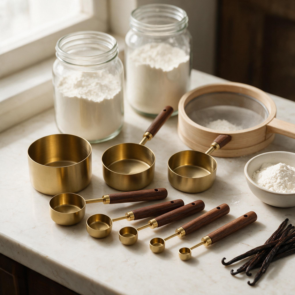 Measuring Spoons | Brass Wood Kitchen Bakers | Vintage Elegance