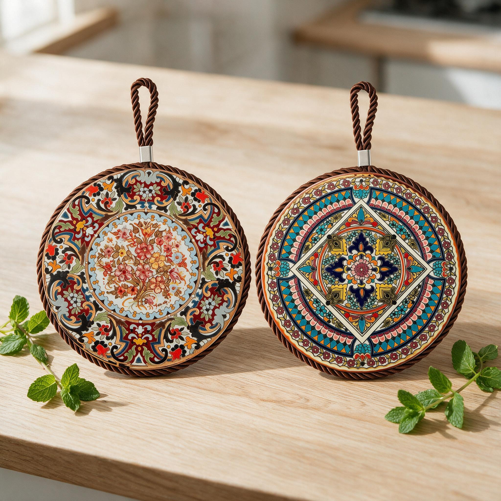 🌼 Trivet Set | Woven Kitchen Hosts | Bohemian Floral Charm