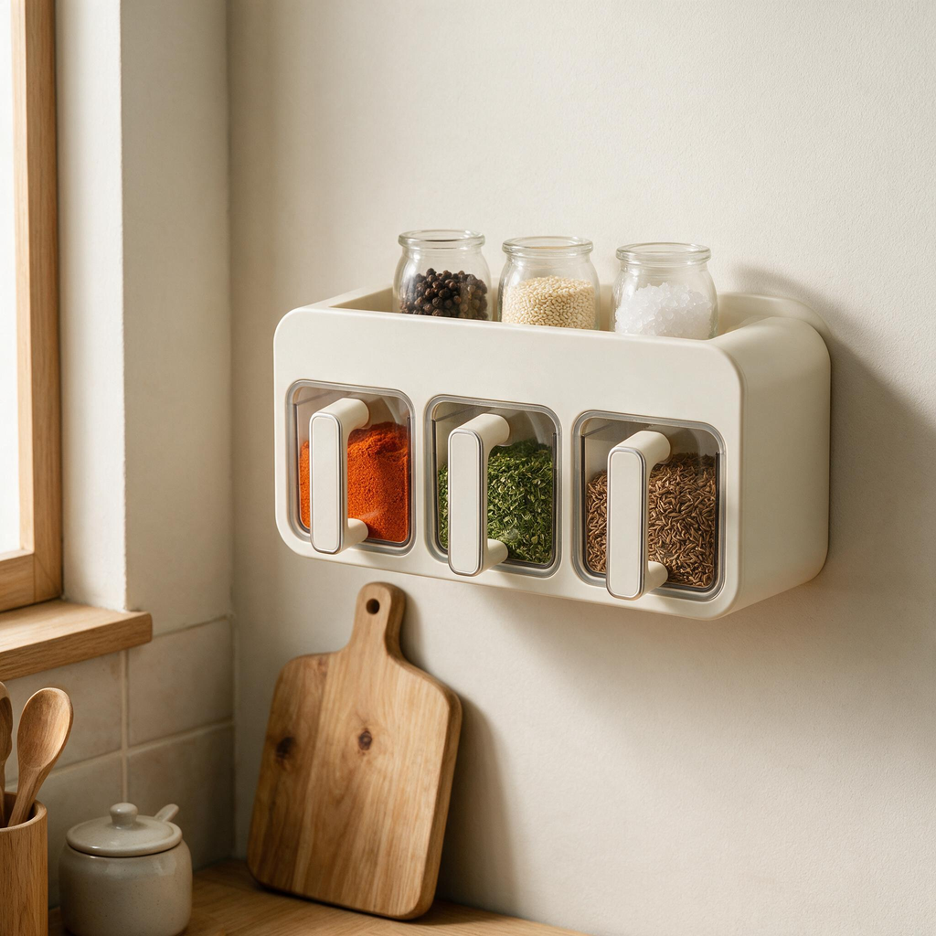 🧂 Spice Rack | Plastic Kitchen Cooks | Cream Drawer Storage
