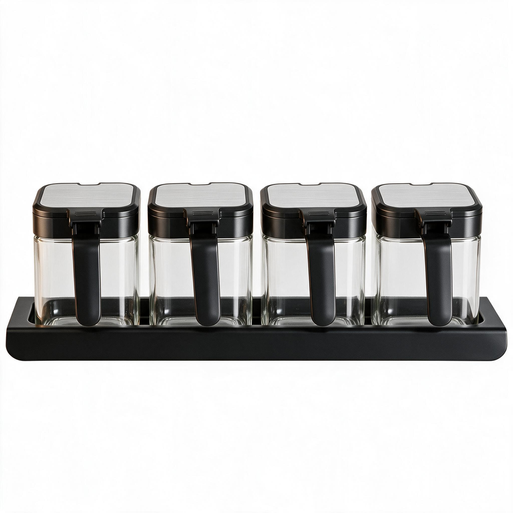 🧂 Condiment Jars | Glass Kitchen Cooks | Sleek Modern Storage
