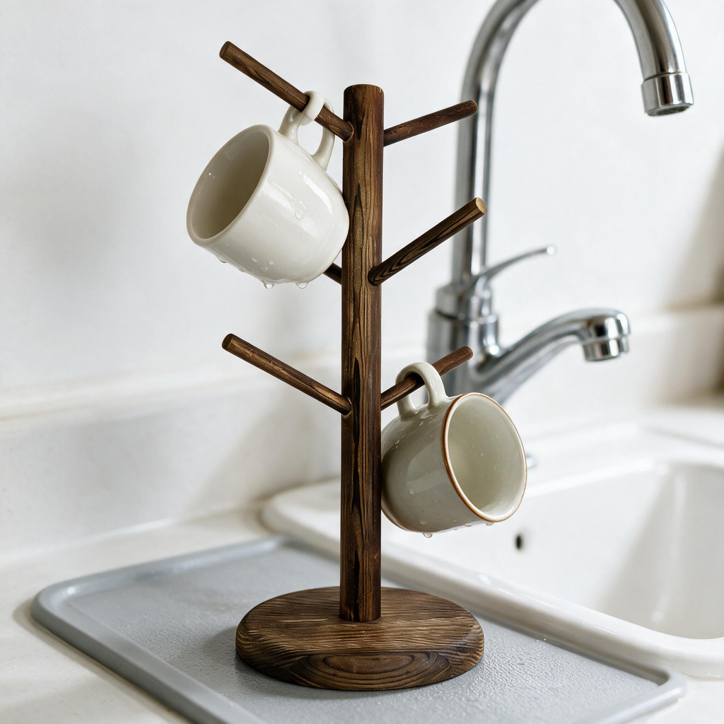 ☕ Mug Tree | Wood Kitchen Coffee Lovers | Rustic Display