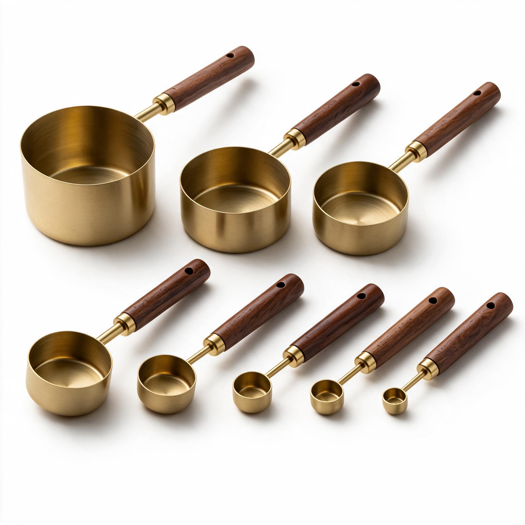Measuring Spoons | Brass Wood Kitchen Bakers | Vintage Elegance