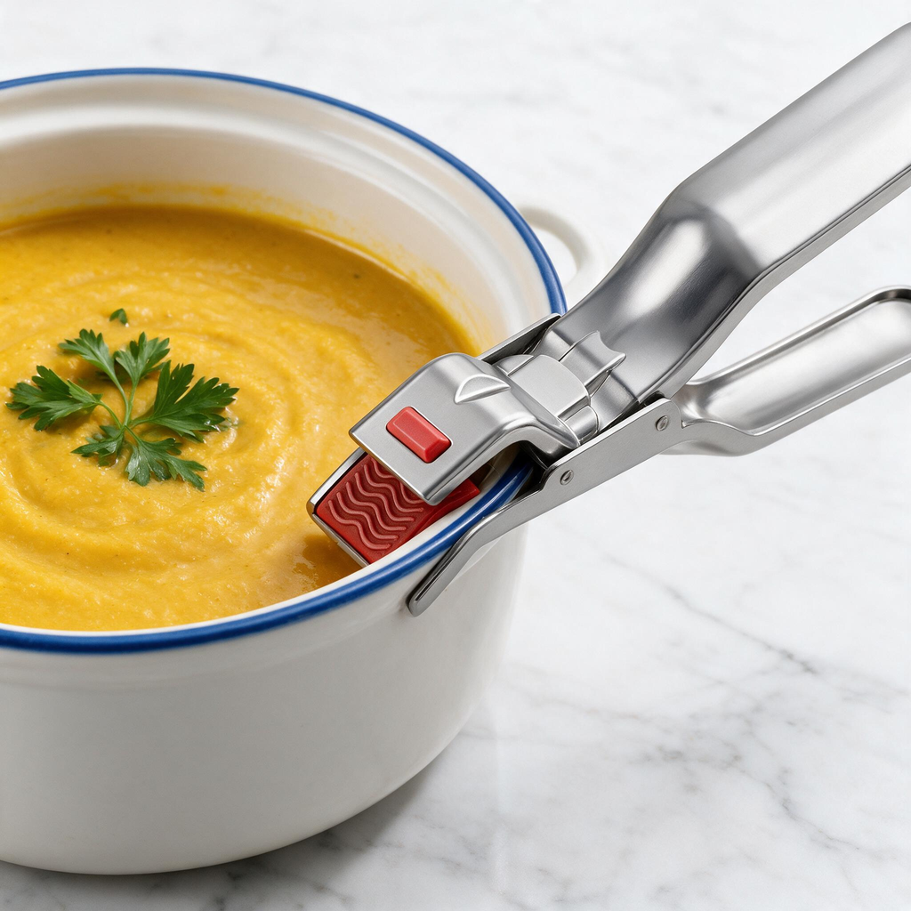 🔥 Pot Gripper | Stainless Steel Kitchen Cooks | Non-Slip Protection